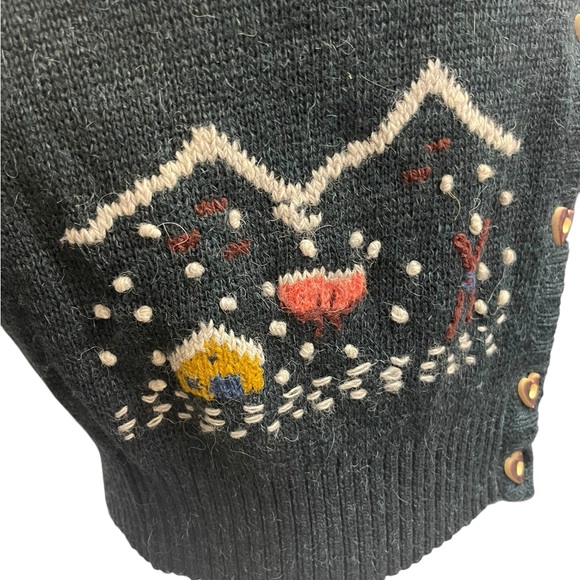Gaberina Prexl Austria Alpaca Wool Cardigan Heart Buttons Winter Scene 44 - Picture 6 of 11